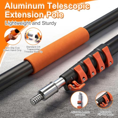 30FT Window Washing Kit, Squeegee with Telescopic Extension Pole - size: 5-24FT