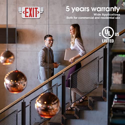 Exit Sign with Emergency Lights Battery Backup, Hardwire AC120/277V, 2PCS - size: 2Pack