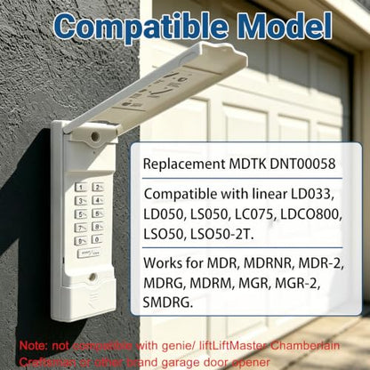 Garage Door Opener Keypad Replace for Linear Megacode MDTK DNT00058 - style: Linear MDTK keypad
