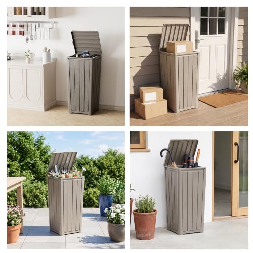 30 Gallon Outdoor Trash Can with Lid, Resin Garbage Can, Gray - color: Gray, size: 30 Gallon