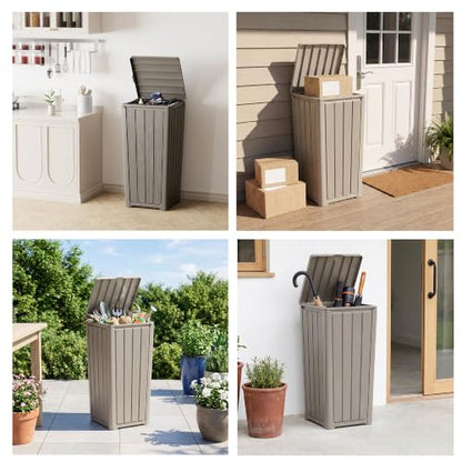 30 Gallon Outdoor Trash Can with Lid, Resin Garbage Can, Gray - color: Gray, size: 30 Gallon