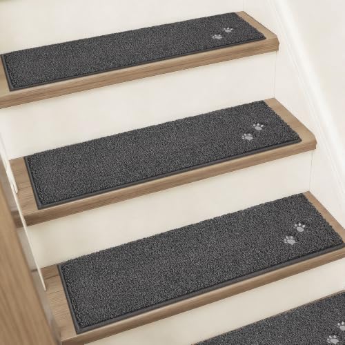 BEQHAUSE Stair Treads Non Slip for Wooden Steps 28" x 9", 15pcs, Charcoal - color: Charcoal - Dog Paws, size: 28 in X 9 in (15 Pieces)