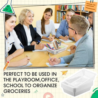 Zhehao 24 Pcs Paper Organizer Basket Bulk Classroom Mesh Bins, White - color: White