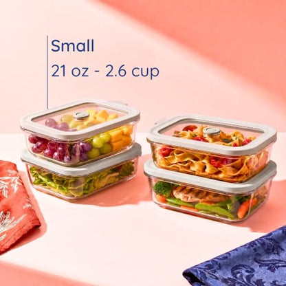 Non-Toxic Glass Food Containers with Lids, 4-Pack, 21 oz, Airtight, Gray - color: Gray, size: 21 Oz