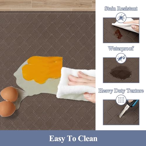 HEBE Anti Fatigue Kitchen Rugs Set of 3, Cushioned Kitchen Mats for Floor - color: Brown