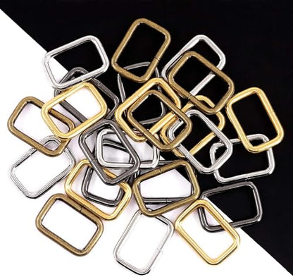 Swpeet S1175 60Pcs Heavy Duty 1 Inch / 25mm Metal Rectangle Ring, Webbing Belts Buckle Metal Rings for for Belt Bags DIY Accessories Keychains Belts and Dog Leash - Sliver, Bronze, Gold, Gun-Black - style: Metal Rectangle Ring