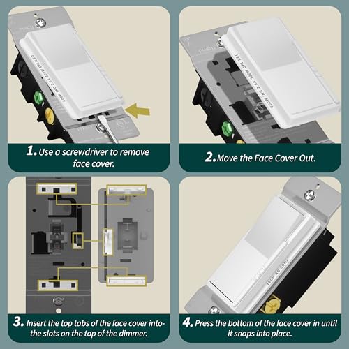 TOPGREENER 300W LED Dimmer Switch, Single Pole or 3-Way, White, 1 Pack - color: White
