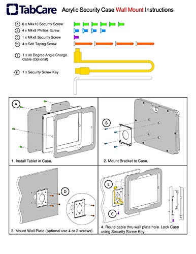 Anti-Theft Acrylic VESA Enclosure for Apple iPad mini 1/2/3 with Free Wall Mount Kit & 90-Degree Angle Charge Cable (iPad mini 1/2/3 8", Clear) - color: Clear, size: iPad mini 1/2/3 7.9"