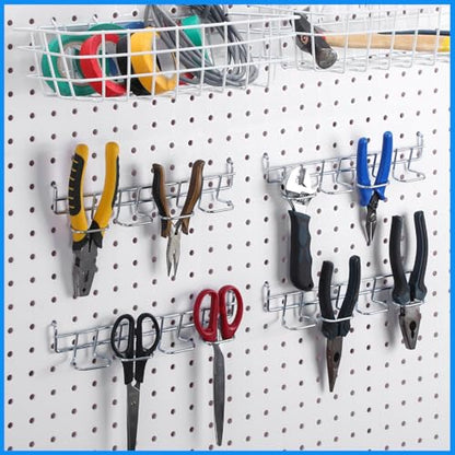 Coume 4 Pcs Pegboard Tool Holder Hooks for Screwdriver Pliers, Silver - color: Silver