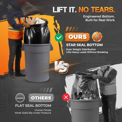 Delxo 55-60 Gallon Contractor Garbage Bags, 40 Count, 36” x 56” Trash Bags - color: 55Gal