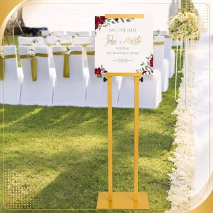 Honoson 5 Pcs Poster Stands for Display Heavy Duty Sign Holder, Gold - color: Gold