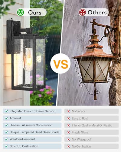 VIANIS Large Dusk to Dawn Outdoor Light Fixtures Wall Mount, Waterproof - color: Black, size: Tall Dusk to Dawn 1-Pack