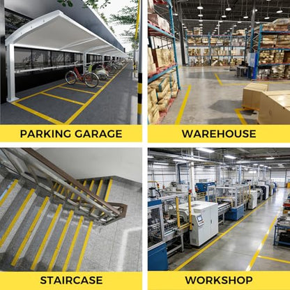 SWRT 2" x 110FT Yellow Floor Marking Tape and Dance Splicing Tape, Caution Gym Floor Tape Warning Safety Stripe Tape for Floor Marking, Athletics, School, Restaurants, Equipment and More