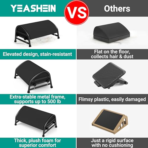 YEASHEIN Adjustable Foot Rest for Under Desk at Work, Ergonomic Foot Stools - color: Black