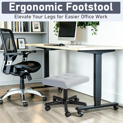 Footrest Under Desk Leg Rest Ottoman Adjustable Height Foot Stool (Grey) - color: Grey, size: 19.3''L x 15''W