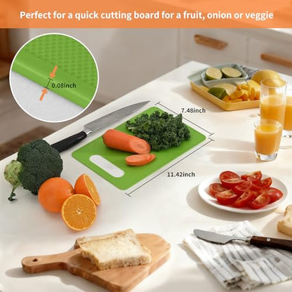 Luckyiren Plastic Cutting Board Set, 6-Piece Kitchen Cutting Mats, BPA-Free - color: Green/Red/Yellow/White; 4-Pack