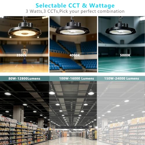 UFO LED High Bay Light,150W,24000LM 0-10V Dimmable 2Pack - size: 150W-2Pack