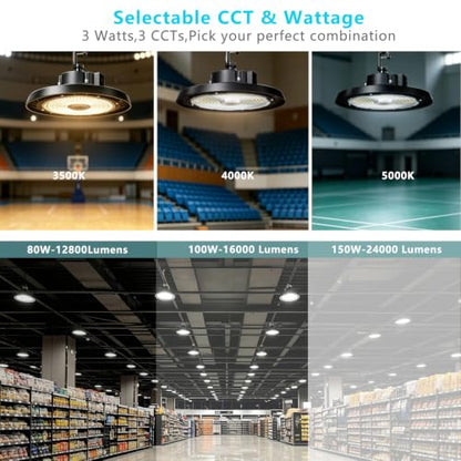 UFO LED High Bay Light,150W,24000LM 0-10V Dimmable 2Pack - size: 150W-2Pack