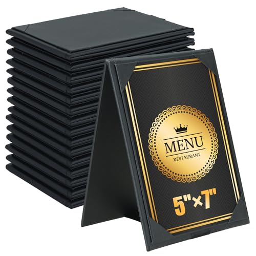 PU Leatherette Table Tents, 15Pcs Double-Sided Menu Holders 5 x 7" - size: 15 Pack, 5" x 7"