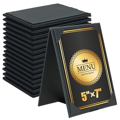 PU Leatherette Table Tents, 15Pcs Double-Sided Menu Holders 5 x 7" - size: 15 Pack, 5" x 7"