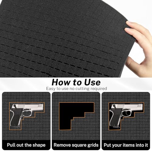 Polyurethane Foam Padding, 16 x 12 x 4 Inch Black Perforated Pick and Pluck Foam Sheets for Tool Box, Camera, Crafts and Storage - size: 16 x 12 x 4 Inch