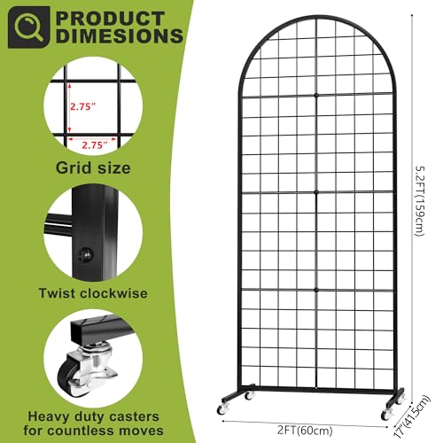 VGMiu Grid Wall Panel 2' x 5.2' FT Metal Grid Display Stand 2PCS Black - color: 2 Black, size: 5.2 ft