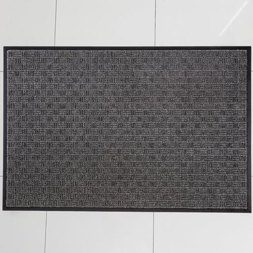 ULTRALUX Indoor Outdoor Rubber Scraper Door Mat, Non-Slip 24”x35” Dark Gray - size: 24” x 35”