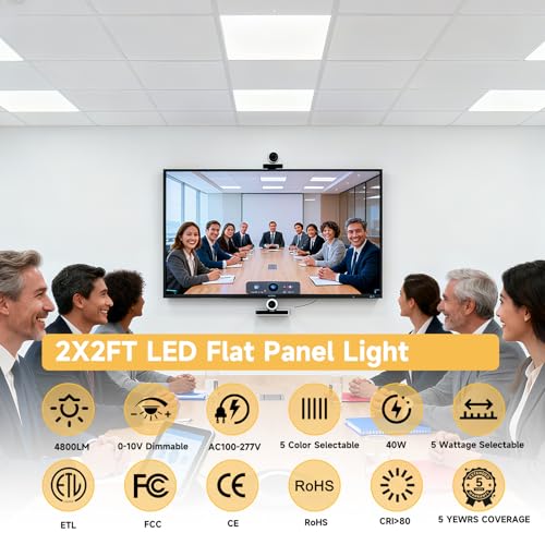 2 Pack 2x2 LED Flat Panel Lights with 5CCT Selectable, 4800LM, ETL - size: 2x2FT 2PACK