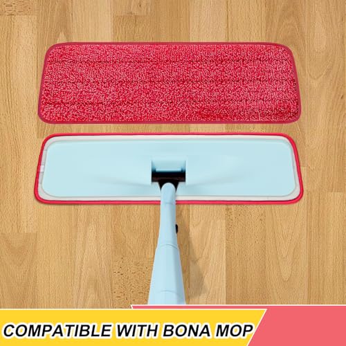 8 Pack 16.5 inch Reusable Mop Pads Microfiber Spray Mop Replacement Heads for Wet/Dry Mops Compatible with Bona Floor Care System - color: Multicolor Mop Pads