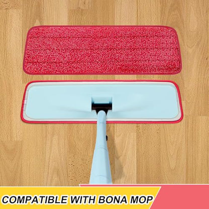 8 Pack 16.5 inch Reusable Mop Pads Microfiber Spray Mop Replacement Heads for Wet/Dry Mops Compatible with Bona Floor Care System - color: Multicolor Mop Pads