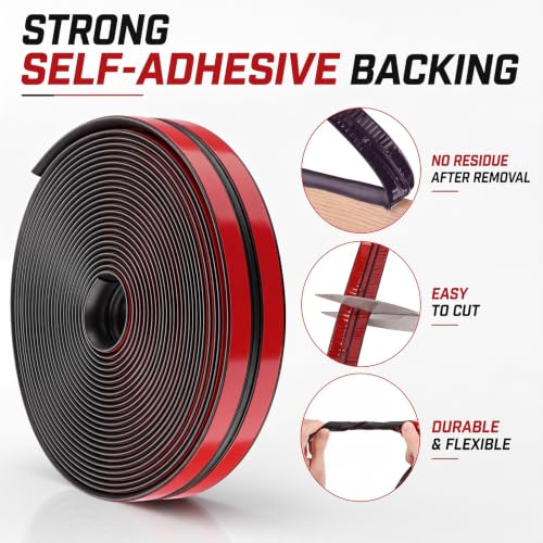 1/8 Inch Rubber Edge Trim 20ft Self-Adhesive U Channel Edge Strip - size: 20ft，1/8 Inch