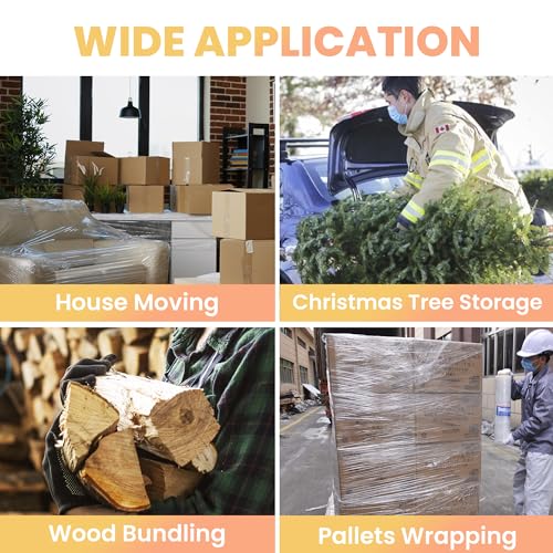 TAPEBEAR 4Rolls Stretch Wrap Heavy Duty 15" x 1000 Ft, 80 Gauge Shrink Wrap - size: 15" x 1000Ft x 4Rolls