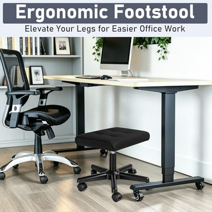 Footrest Under Desk Leg Rest Ottoman Adjustable Height Foot Stool (Black) - color: Black, size: 17''L x 13.5''W