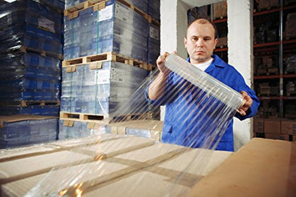 Gpack Pre Stretch wrap Film 15" x 1500' Pre stretched Plastic film with Folded Edge, Clear Hand Pre-Stretched Wrap Film 8.6 micron Shrink Wrap Film Plastic Pallet Wrap 4 Rolls Pack