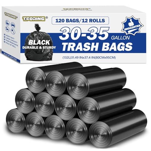 30-35 Gallon Trash Bags Unscented, 32'' x 37'', Black, 120 Count - color: 30-35 Gallon | 120 Count, size: 120 Count(pack of 1)