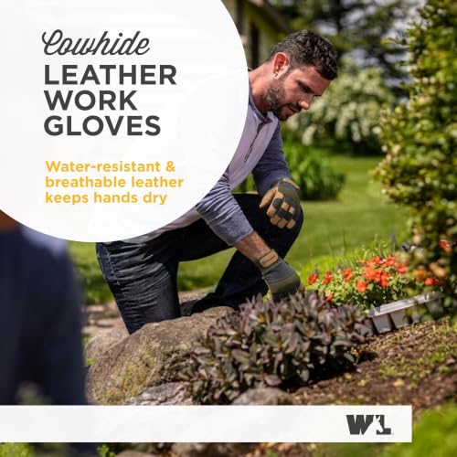 Wells Lamont Men's Leather Palm Work Gloves – HydraHyde Water-Resistant Leather, Flexible Spandex Back, Adjustable Closure - color: Sunbaked, size: X-Large
