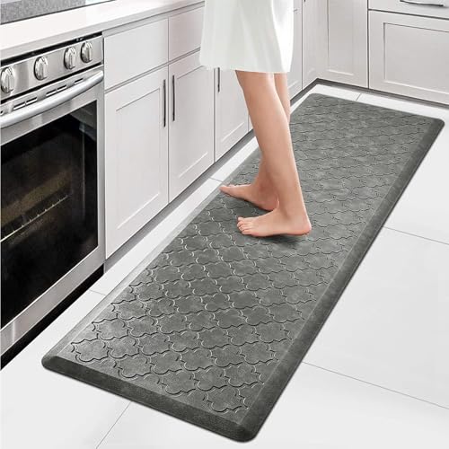 WISELIFE Kitchen Mat Cushioned Anti Fatigue Runner Rug, 17.3"x60", Grey - color: Grey, size: 1'5" x 5' (Rectangular)