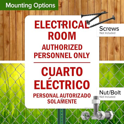 Electrical Room Authorized Personnel Only Bilingual Sign, 24x30 Inches, Rust Free .063 Aluminum, Fade Resistant, Made in USA by My Sign Center - size: 24x30 Aluminum