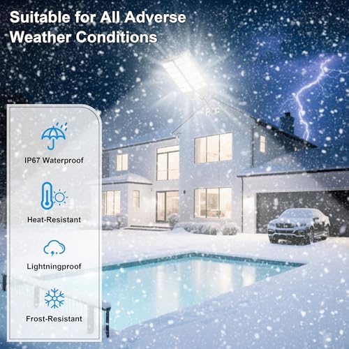 2-Pack Solar Street Light - 9000W Solar Street Lights Outdoor 300000LM, 7000K Commercial Parking Lot Light, Flood Outdoor Lights IP67 Waterproof with Motion Sensor, 3-Year Warranty