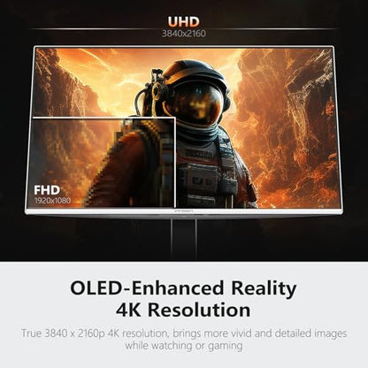 INNOCN 27" OLED 4K 240Hz Monitor, G-SYNC Compatible, VRR, HDMI 2.1, DP, HDR 400, 0.03ms, FPS/RTS, Speaker, Pivot Adjustable Stand, Ultra-Thin - GA27W1Q - style: 4K 240Hz/QD-OLED
