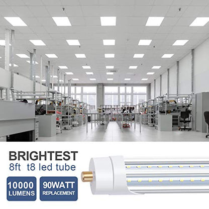 8FT LED Bulbs, 90W 6000K T8 T12 LED Tube Lights, FA8 Single Pin V Shaped LED Shop Lights, 270 Degree Angle, Replace Fluorescent Light Tubes,Ballast Bypass(6Pack) - color: 6000k