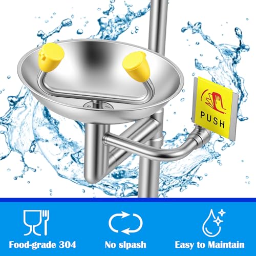 Zonon Emergency Eye Wash Shower Station, 304 Stainless Steel Combination