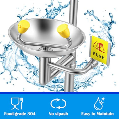 Zonon Emergency Eye Wash Shower Station, 304 Stainless Steel Combination