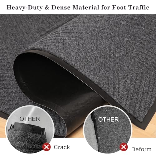 Heavy Duty Front Door Mat Indoor Outdoor, 4′ x 6′ Floor Mat for Entrance - color: Charcoal Grey, size: 4' x 6' (Rectangular)