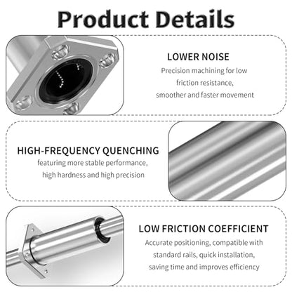 4 Pcs LMK6LUU Square Flange Linear Ball Bearings, 6x12x35mm - size: LMK6LUU