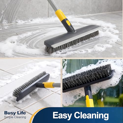 Yocada Floor Scrub Brush Telescopic Handle 2 in 1 Scrape Brush 55.9 inch