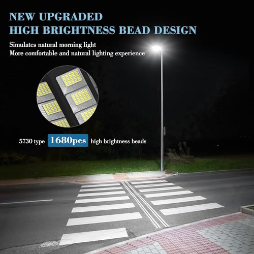 OKPRO Solar Street Light Outdoor, IP66 Waterproof Solar Lights Outdoor - size: 15000-2P