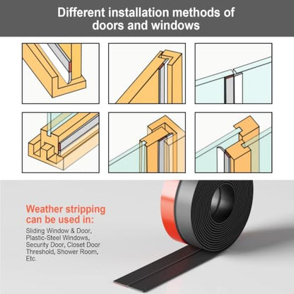 Weather Stripping, 2 in x 20 ft Black Silicone Door Seal Strip - color: Black, size: 2 Inch x 20 Feet