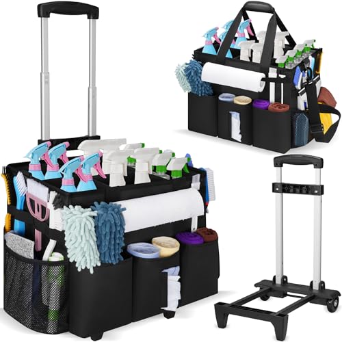 Large Rolling Cleaning Caddy with Detachable Trolley for Housekeeper