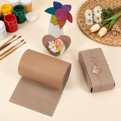 OLYCRAFT Corrugated Cardboard Rolls 8x197 Inch Singleface Corrugated Paper Roll Shipping Protection Roll Large Corrugateds Wrap Paper Sheet Packaging Wrap Cardboard for Moving Protecting Fragile Items - size: 8x197 Inch